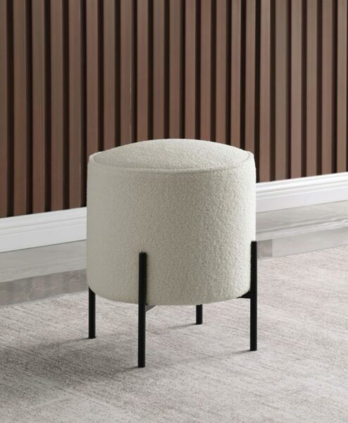 Round upholstered ottoman beige and matte black 905495 by coaster furniture