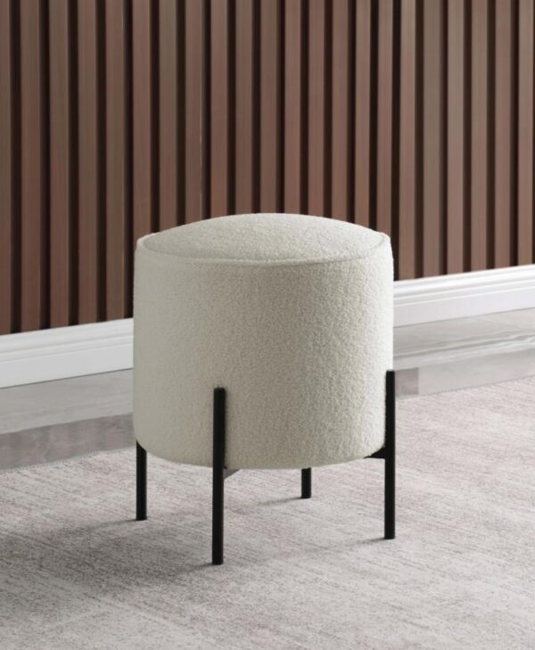 Round upholstered ottoman beige and matte black 905495 by coaster furniture 5