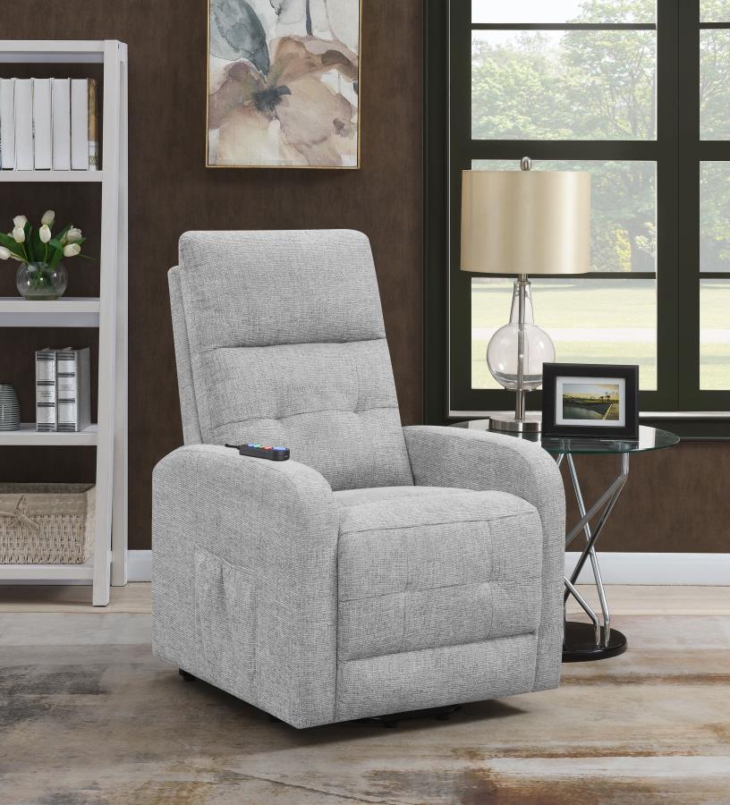 Tufted Upholstered Power Lift Recliner Grey 609402P by Coaster Furniture