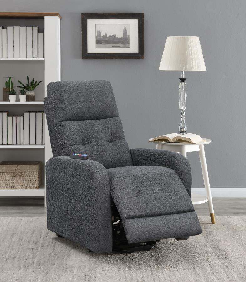 Tufted Upholstered Power Lift Recliner Charcoal 609403P by Coaster Furniture 18