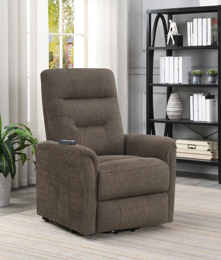 Power Lift Recliner with Storage Pocket Brown 609404P by Coaster Furniture