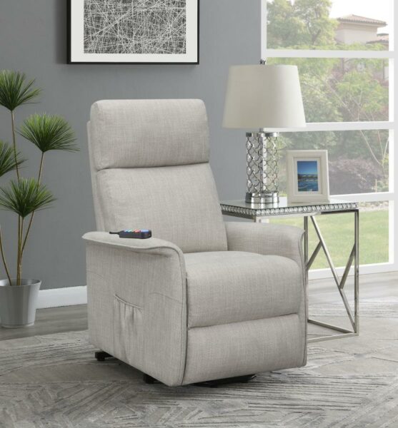 Power Lift Recliner With Wired Remote Beige 609407P By Coaster Furniture | Mobilia Cleopatra Power Lift Recliner with Wired Remote Beige 609407P by Coaster Furniture