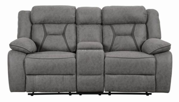 Higgins Pillow Top Arm Motion Loveseat with Console Grey 602262 by Coaster Furniture 12