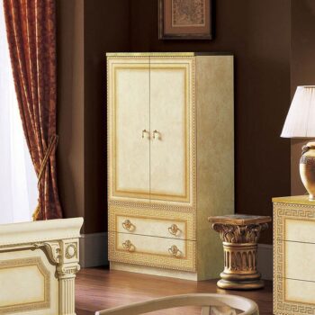 High Gloss Lacquer Aida Ivory 2 Door Wardrobe i23996 By ESF Furniture
