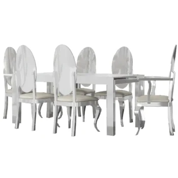 High Gloss Lacquer, Mat Carmen White Dining Table