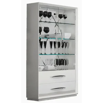 High Gloss Lacquer, Mat Carmen 2 Door Curio White 2 Door Wardrobe