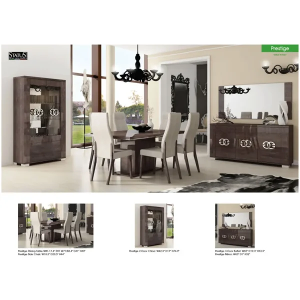 High Gloss Lacquer Prestige 3 Door Buffet with Mirror