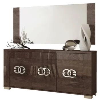 High Gloss Lacquer Prestige 3 Door Buffet with Mirror