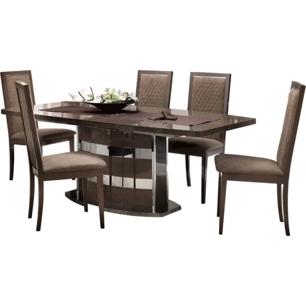 High Gloss Lacquer Platinum Slim Dining Set