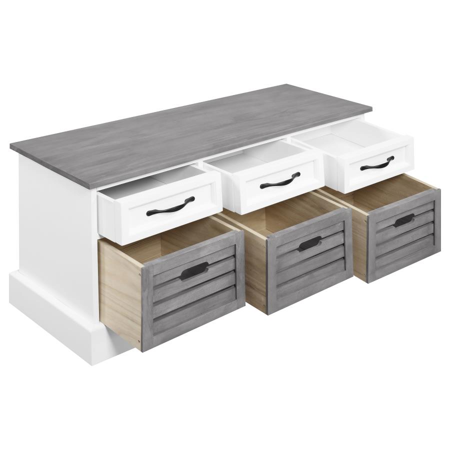 3-drawer Storage Bench White and Weathered Grey 501196 by Coaster Furniture