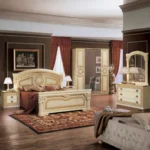 High Gloss Lacquer Aida Ivory Bedroom Set with Gold, Camelgroup Italy