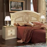 High Gloss Lacquer Aida Ivory Bedroom Set with Gold, Camelgroup Italy