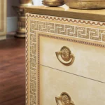 High Gloss Lacquer Aida Ivory Bedroom Set with Gold, Camelgroup Italy