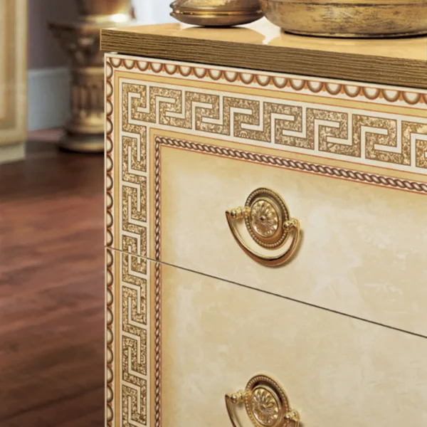 High Gloss Lacquer Aida Ivory Bedroom Set with Gold, Camelgroup Italy