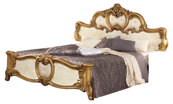 High Gloss Lacquer Barocco Bed Ivory w/Gold, Camelgroup Italy p11680 By ESF Furniture 5