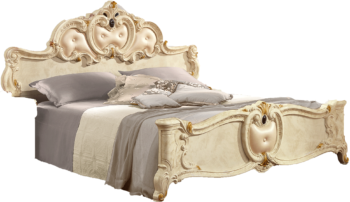 High Gloss Lacquer Barocco Bed Ivory, Camelgroup Italy p11681 By ESF Furniture