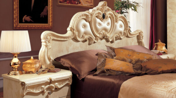 High Gloss Lacquer Barocco Bed Ivory, Camelgroup Italy p11681 By ESF Furniture 8