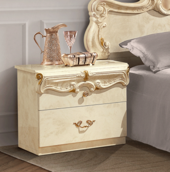 High Gloss Lacquer Barocco Ivory Nightstand p11510 By ESF Furniture