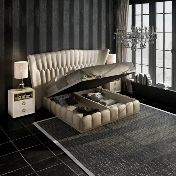 White High Gloss Bed Velvet By ESF Furniture - Image 4