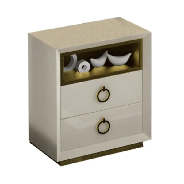 High Gloss Lacquer, Mat Velvet Nightstand