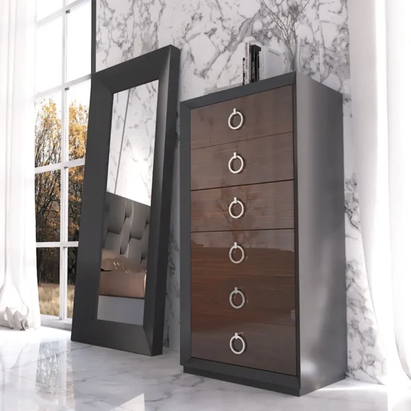 High Gloss Lacquer, Mat Emporio Black Bedroom Set