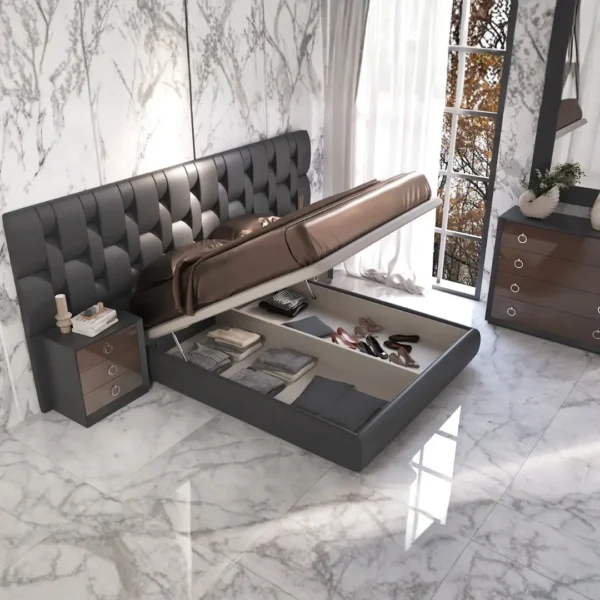 High Gloss Lacquer, Mat Emporio Black Bedroom Set