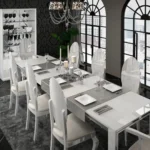 High Gloss Lacquer Mat Carmen White Dining Room Set