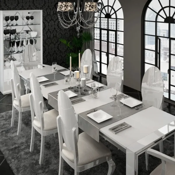 High Gloss Lacquer Mat Carmen White Dining Room Set