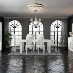 High Gloss Lacquer Mat Carmen White Dining Room Set