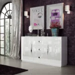 High Gloss Lacquer Mat Carmen White Dining Room Set