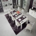 High Gloss Lacquer Mat Carmen White Dining Room Set