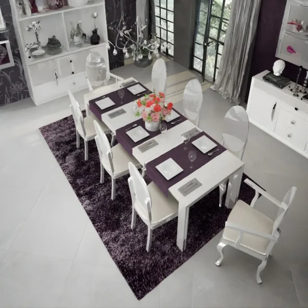 High Gloss Lacquer Mat Carmen White Dining Room Set