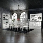 High Gloss Lacquer Mat Carmen White Dining Room Set