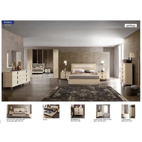 High Gloss Bedroom Set Lacquer Ambra By ESF Furniture - Image 2