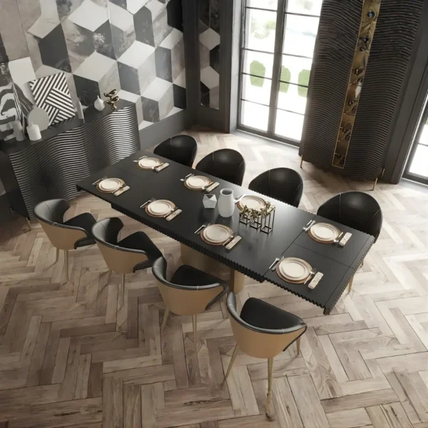 Shiny Wave Dining Dark grey Set
