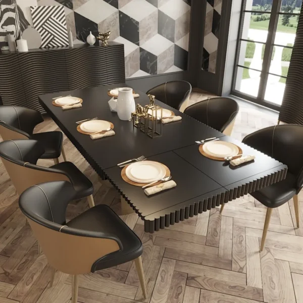 Shiny Wave Dining Dark grey Set
