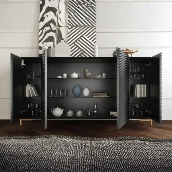 Shiny Wave Dining Dark grey Set