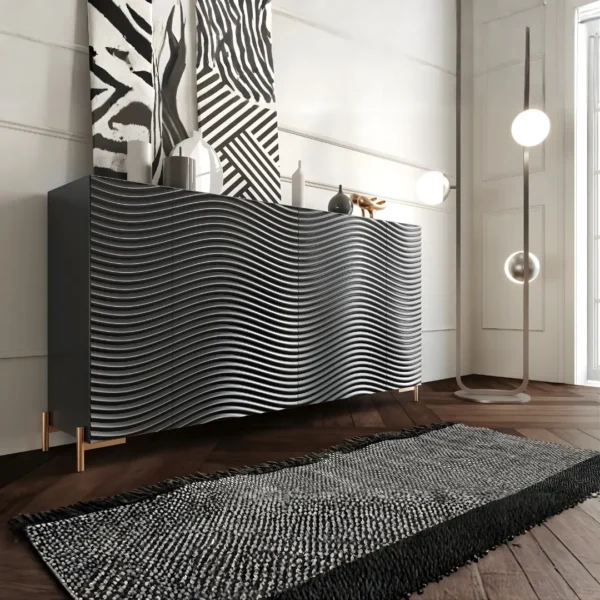 Shiny Wave Dining Dark grey Set