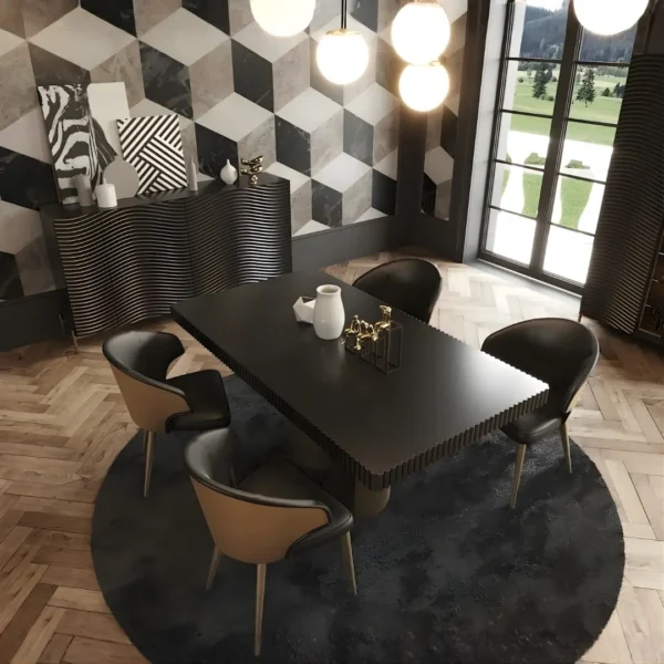 Shiny Wave Dining Dark grey Set