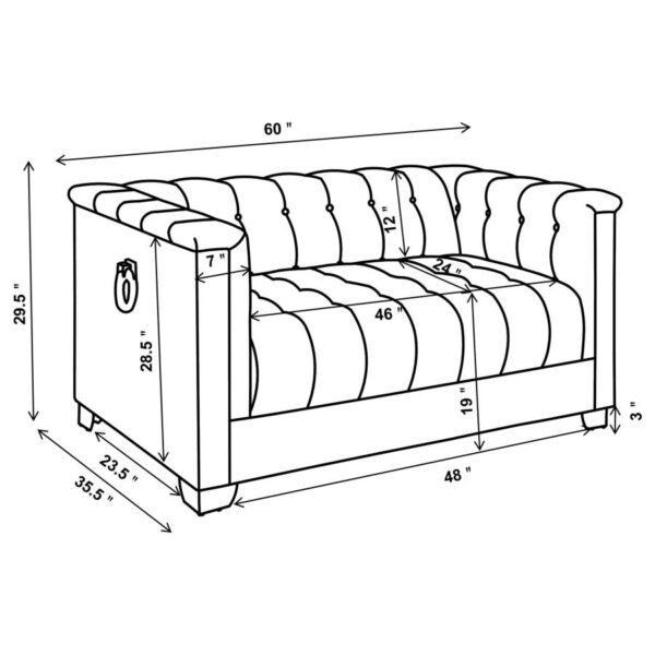 Chaviano Tufted Upholstered Loveseat Pearl White 505392 by Coaster Furniture 16