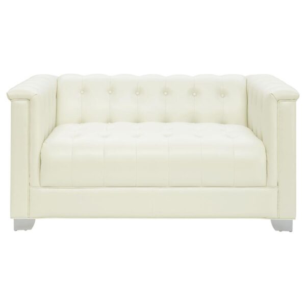 Chaviano Tufted Upholstered Loveseat Pearl White 505392 by Coaster Furniture 11