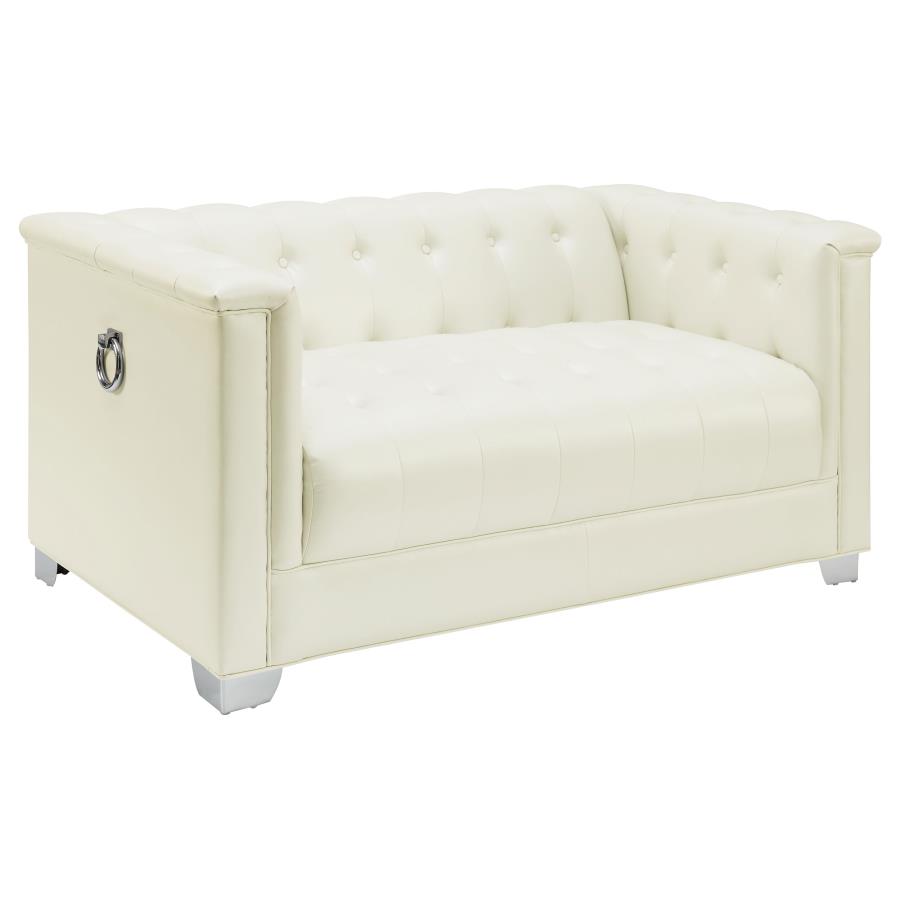 Chaviano Tufted Upholstered Loveseat Pearl White 505392 by Coaster Furniture
