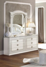 High Gloss Lacquer Aida Bedroom Set, White w/Silver, Camelgroup Italy p7543 By ESF Furniture ESF Furniture Mobilia Cleopatra 44 High Gloss Lacquer Aida Bedroom Set, White w/Silver, Camelgroup Italy p7543 By ESF Furniture 44