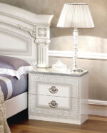 High Gloss Lacquer Aida Bedroom Set, White w/Silver, Camelgroup Italy p7543 By ESF Furniture ESF Furniture Mobilia Cleopatra 46 High Gloss Lacquer Aida Bedroom Set, White w/Silver, Camelgroup Italy p7543 By ESF Furniture 46