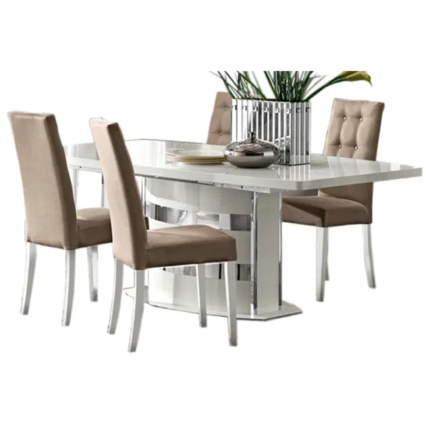 High Gloss Lacquer Dama Bianca Dining Set