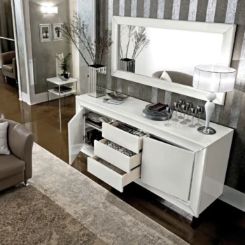 High Gloss Lacquer Dama Bianca Dining Set