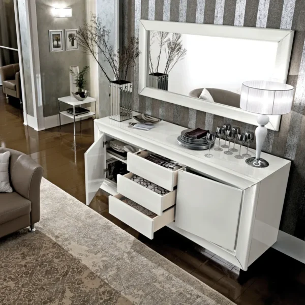 High Gloss Lacquer Dama Bianca Dining Set