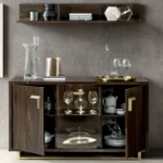 High Gloss Lacquer Volare 4 Door Buffet With Mirror