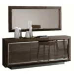High Gloss Lacquer Elite Buffet with Mirror Silver Birch