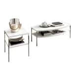 High Gloss Lacquer Dama Bianca Coffee and End Table By ESF Furniture